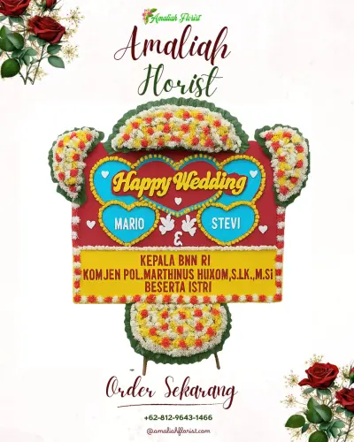 Karangan Papan Bunga Pernikahan di Bobo